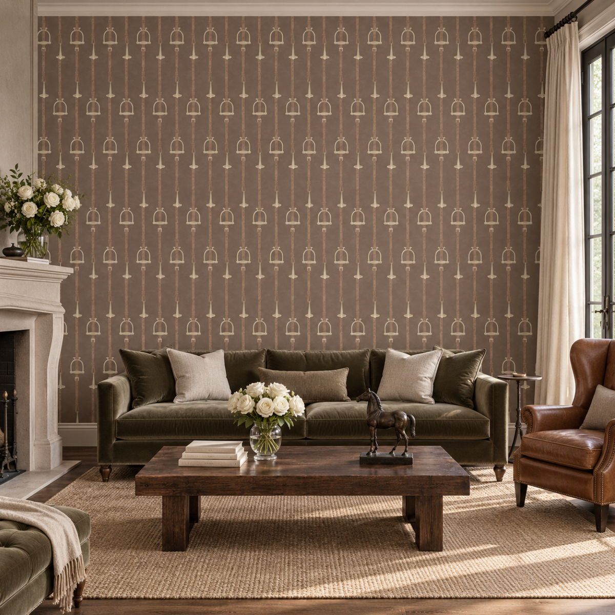 17-09-035-06 Wallpaper Stirrup Stripe Brown