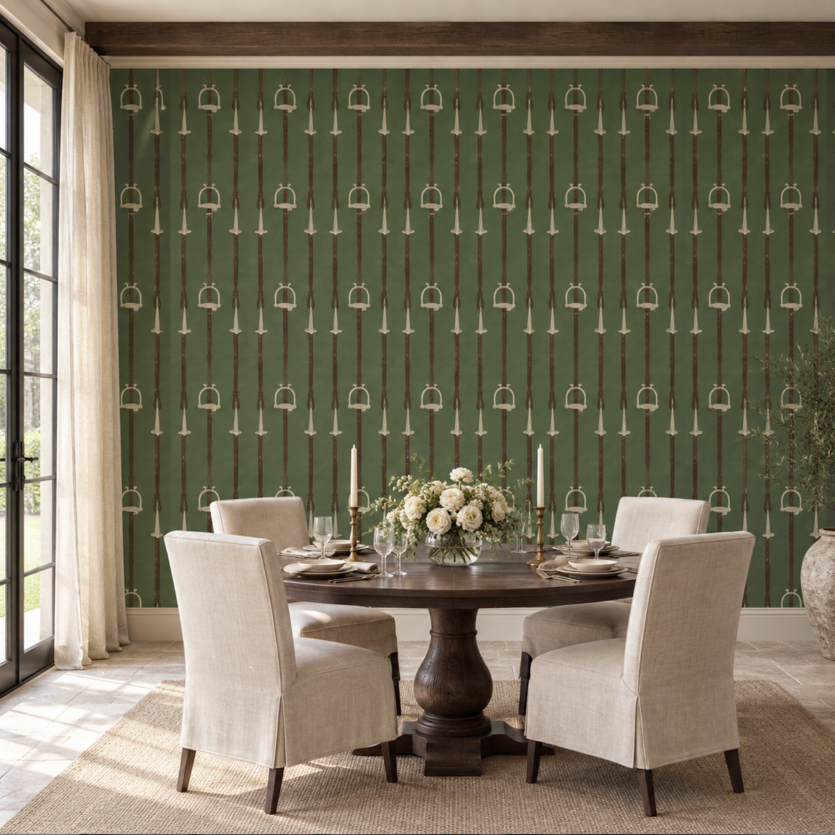 17-09-035-60 Wallpaper Stirrup Stripe Green