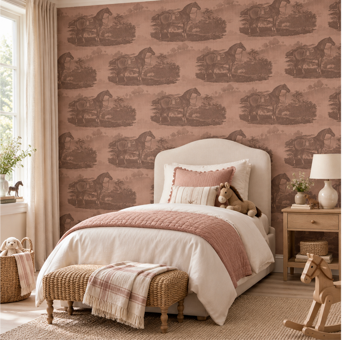 17-09-023-05 Wallpaper Horse Toile Red Mocca