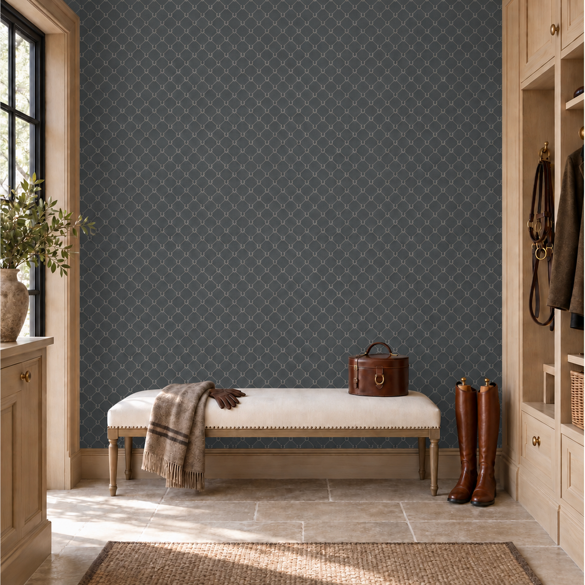 17-09-022-50 WALLPAPER NEW HORSE SHOE DARK GRAY
