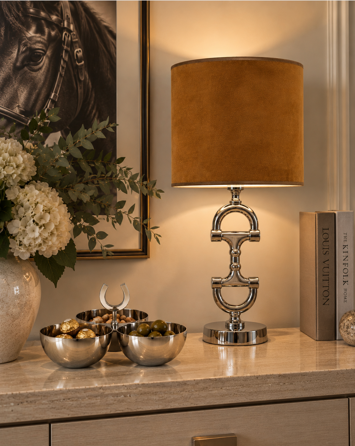 BIT Lamp stand Silver including Golden Mustard Shade.
