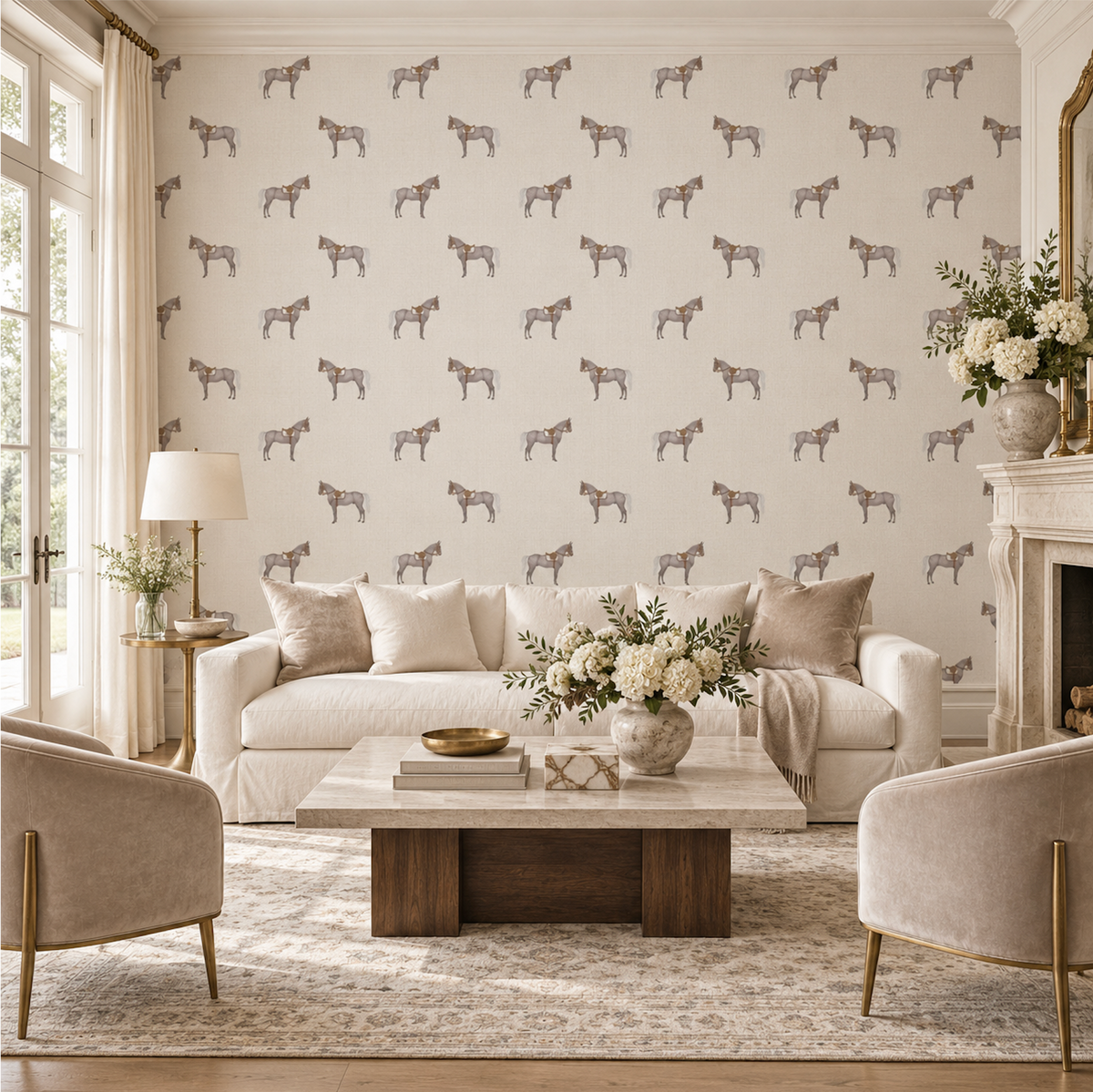 17-09-007-00 Wallpaper Petit Horse Off-white
