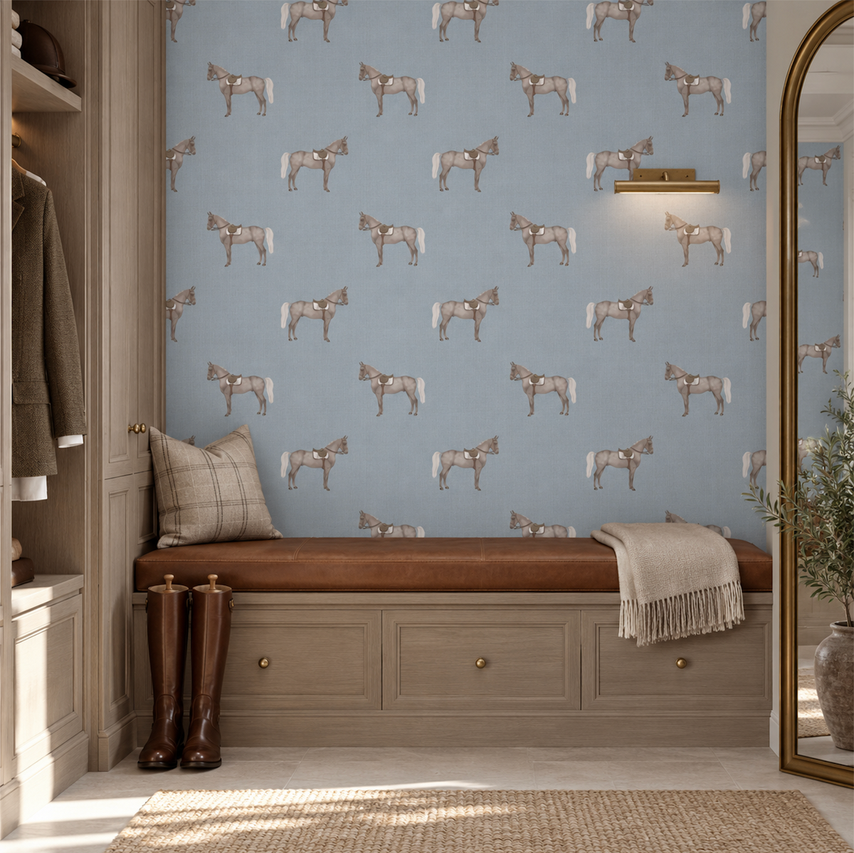 17-09-007-75 Wallpaper Petit Horse Light Blue