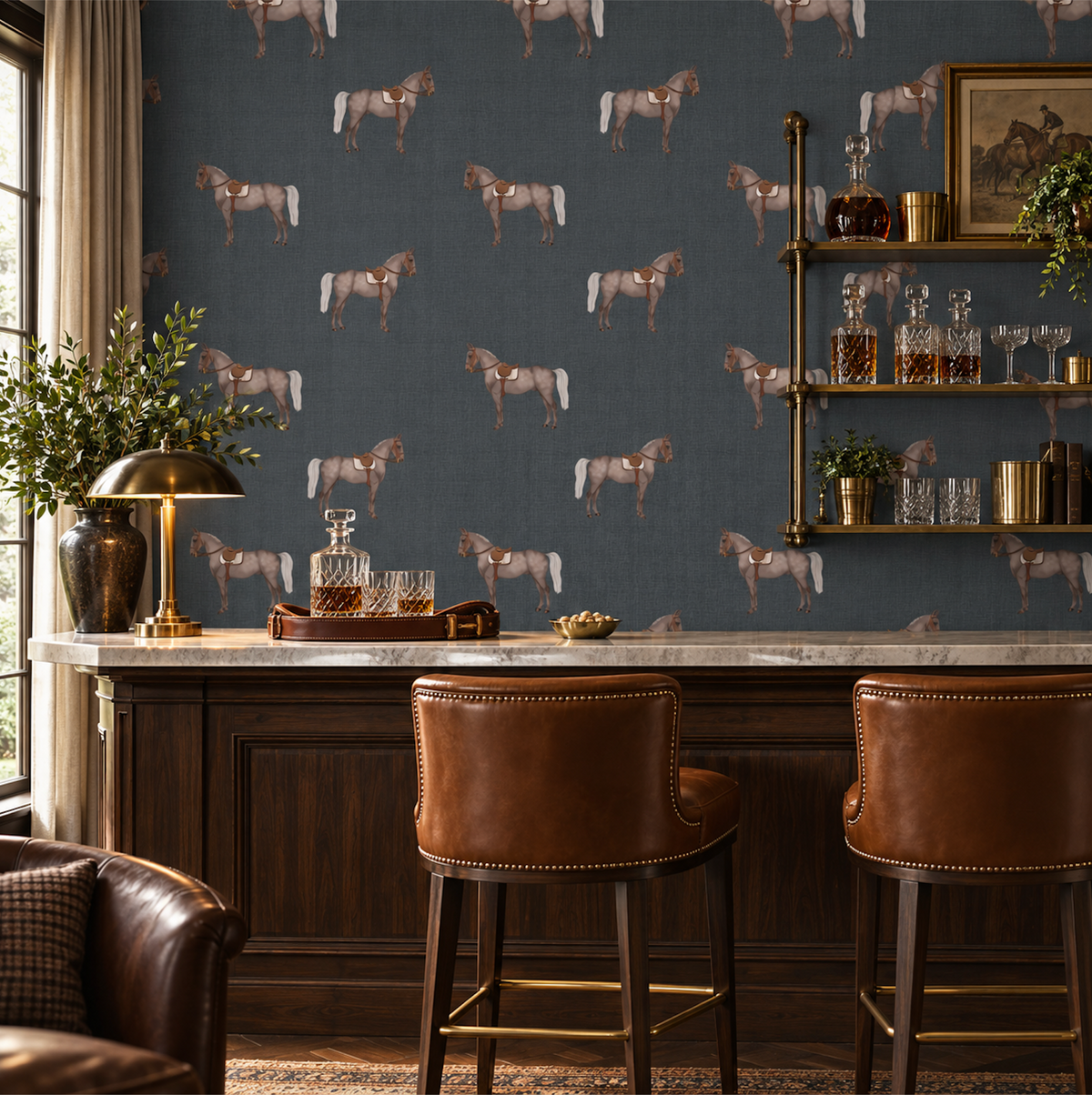 17-09-007-50 Wallpaper Petit Horse Dark Gray