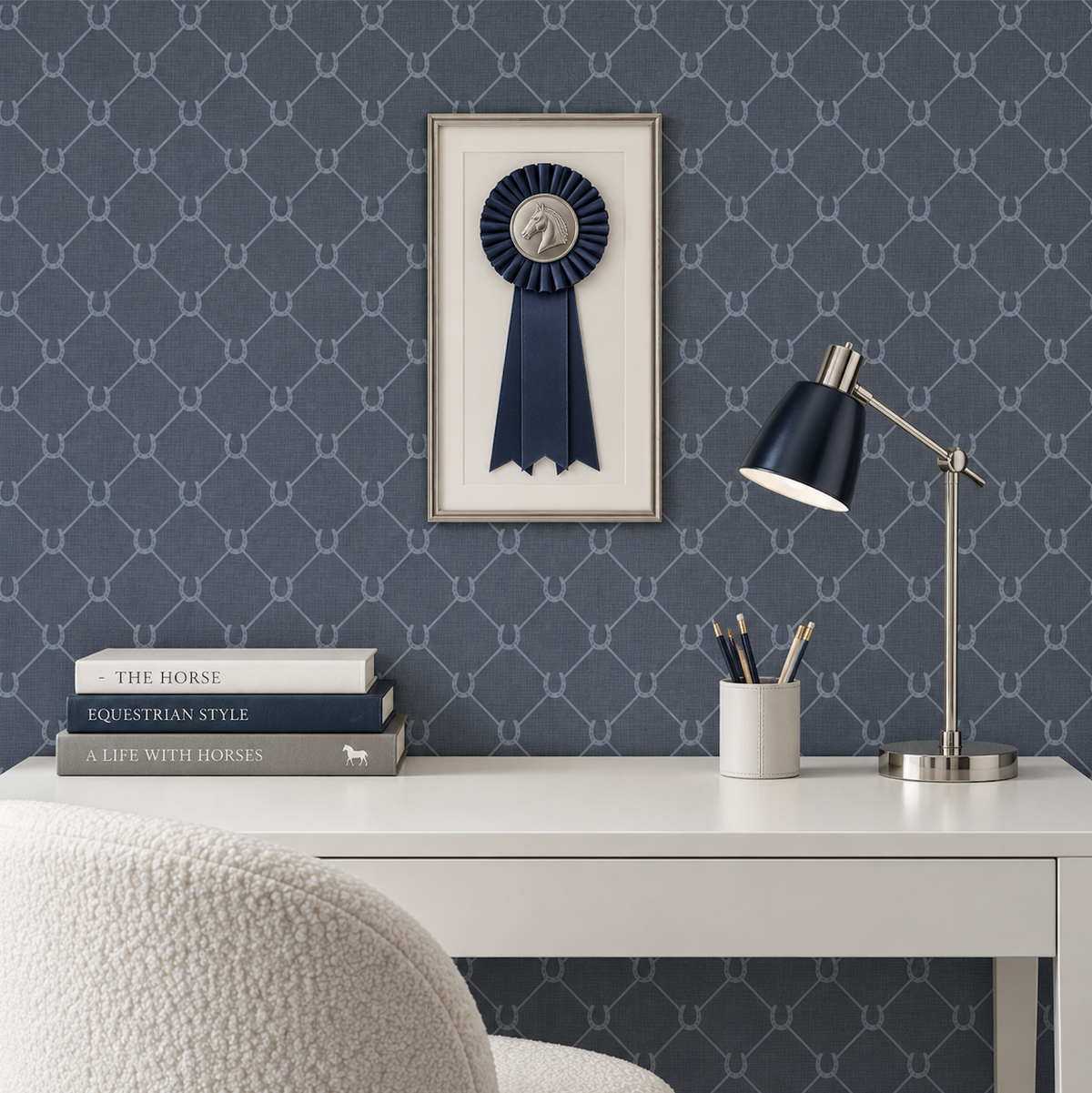 17-09-022-70 WALLPAPER NEW HORSE Shoe  Blue