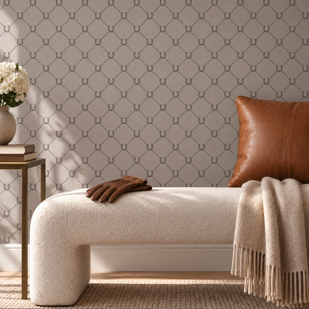 17-09-022-30 WALLPAPER NEW HORSE SHOE TAUPE