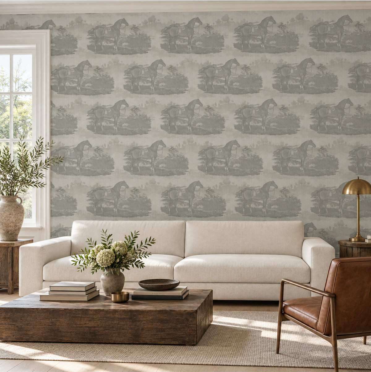 17-09-023-10 Wallpaper Horse Toile Dove