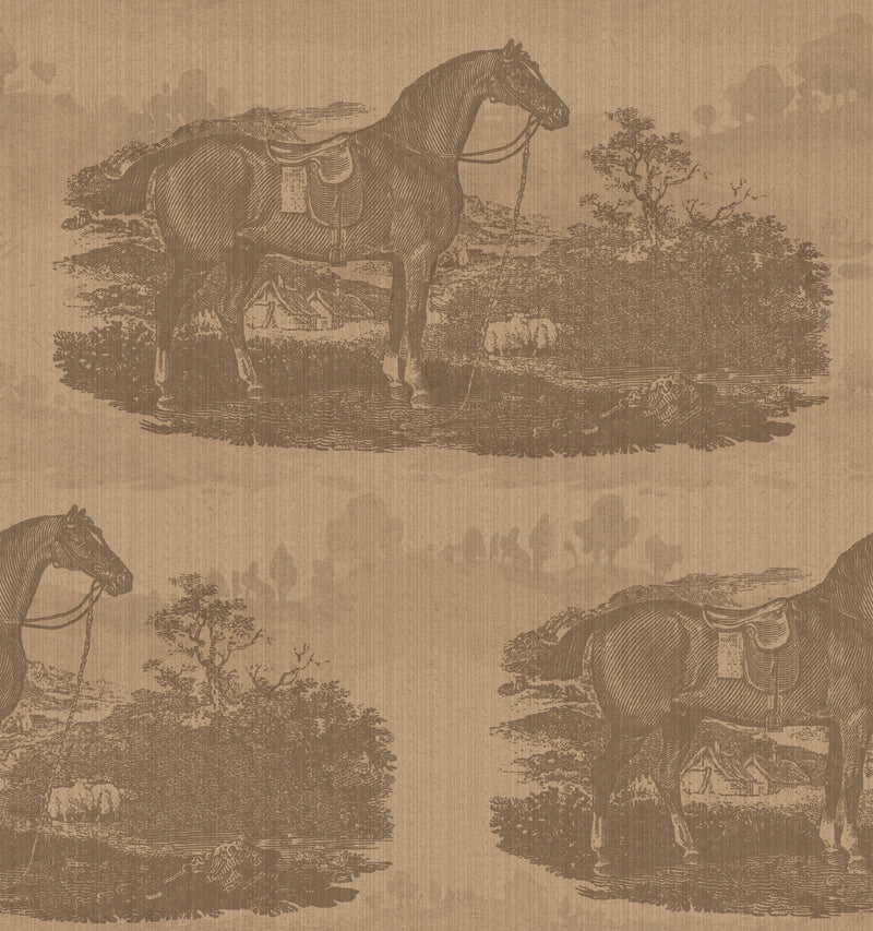 17-09-023-20/P Wallpaper  Sample Horse Toile Caramel