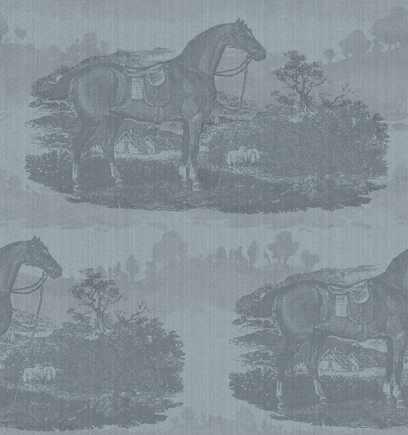 17-09-023-75/P Wallpaper Sample Horse Toile Light Blue