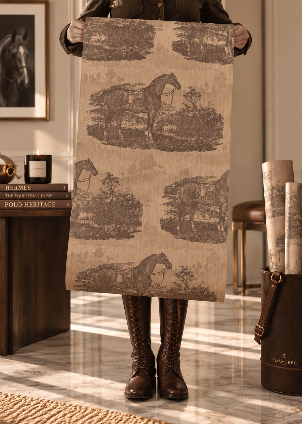 17-09-023-20 Wallpaper Horse Toile Caramel