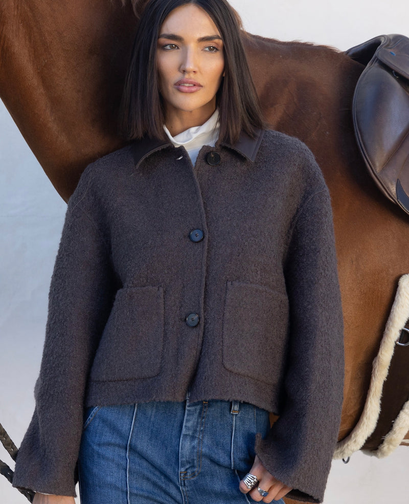Exclusive Bouclé Wool Jacket – Brown