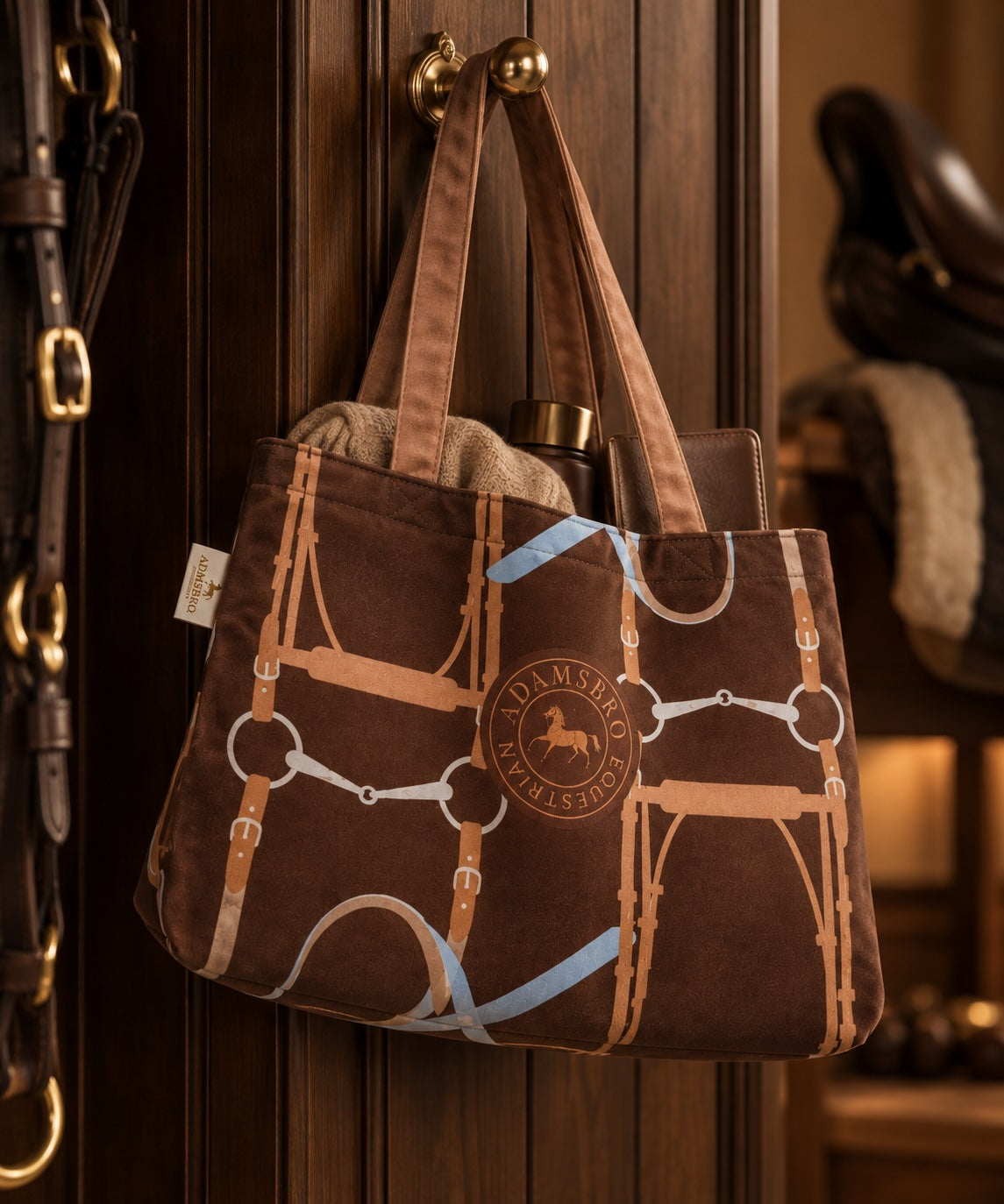 Soft Velvet Shopping Bag – Brown Bridle Design