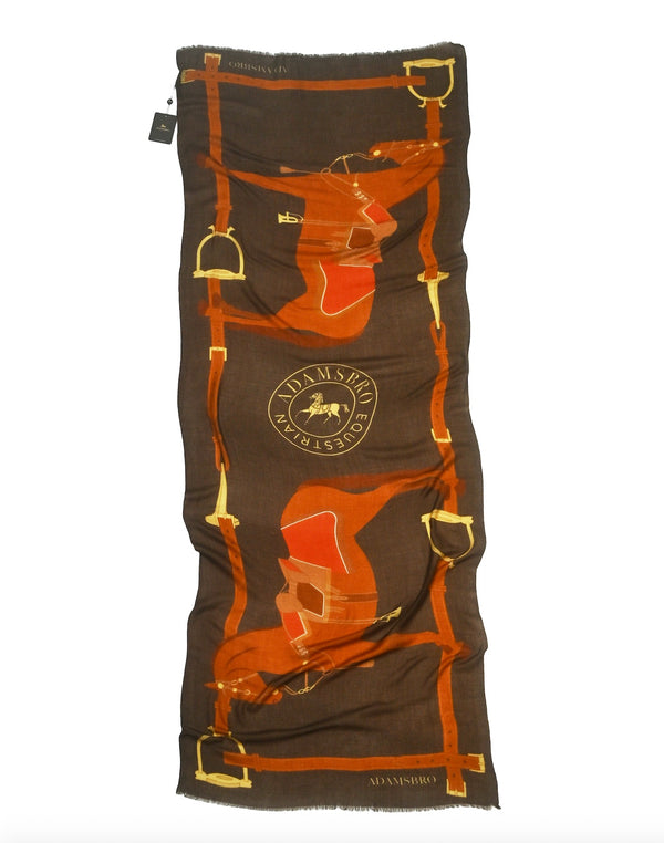 CASHMERE SCARF HERITAGE HORSE BROWN
