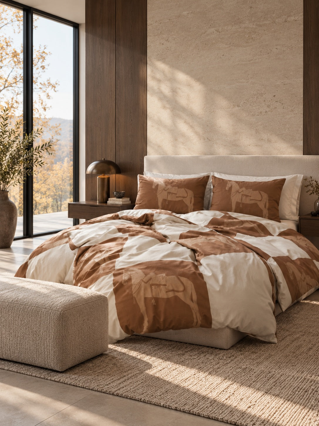 Horse Check Duvet Cover Single 140 x 200