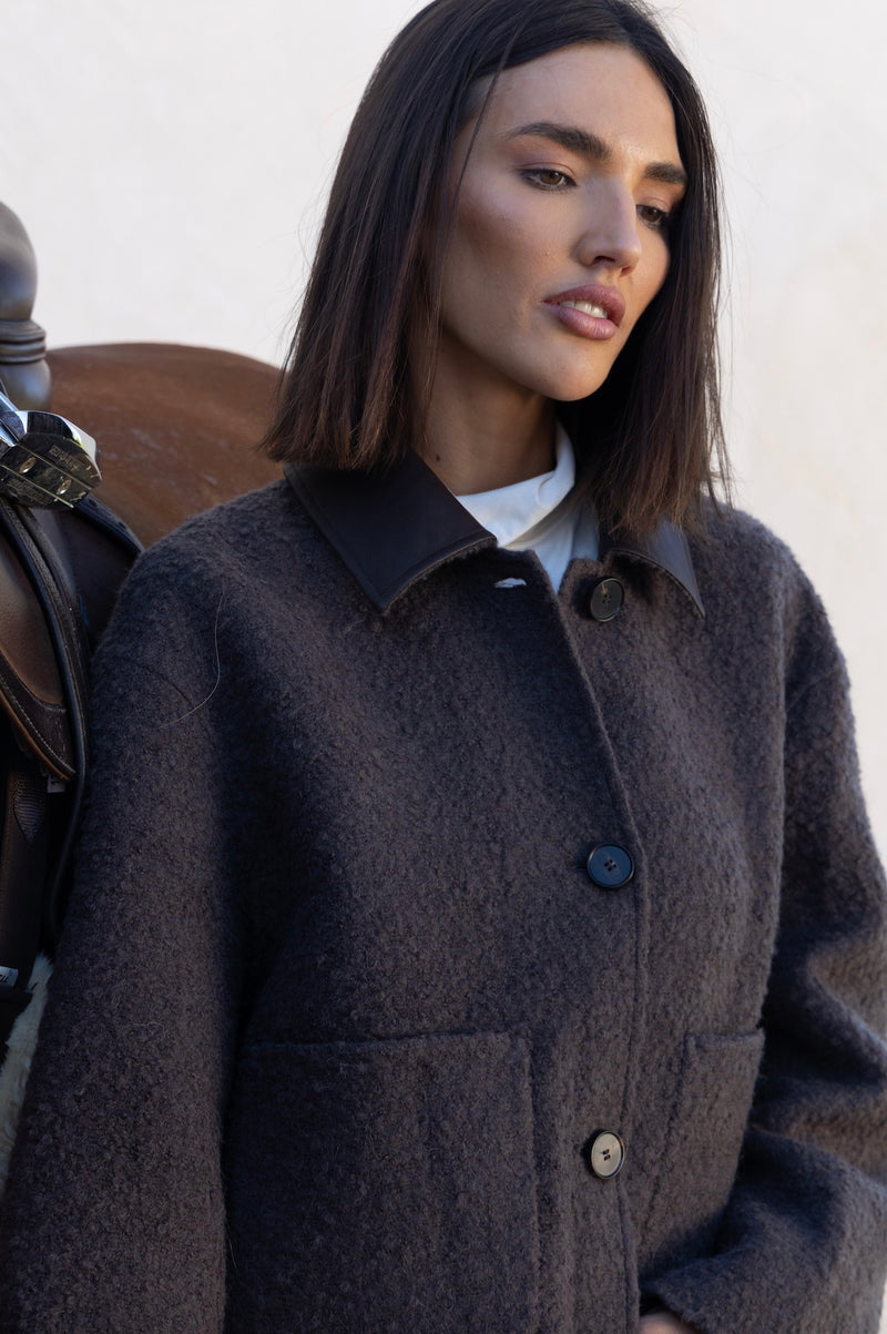 Exclusive Bouclé Wool Jacket – Brown