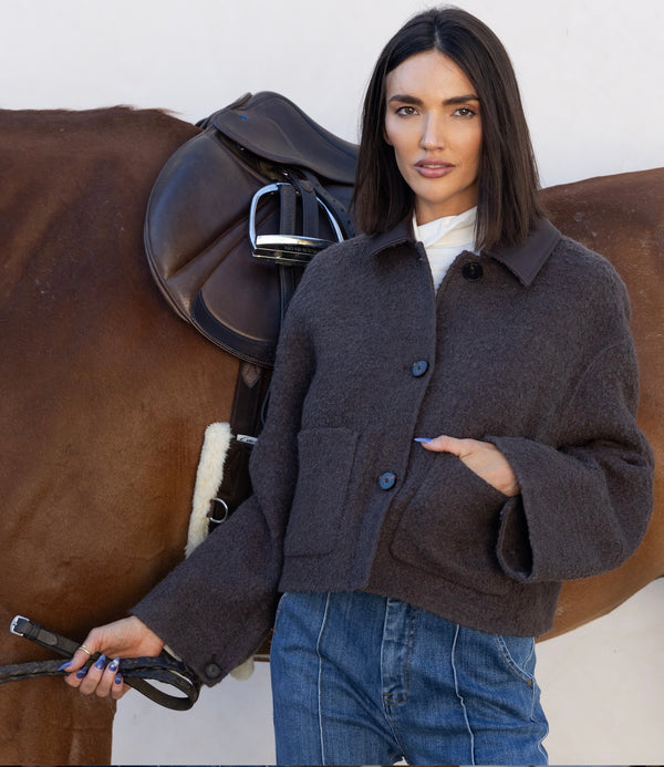 Exclusive Bouclé Wool Jacket – Brown