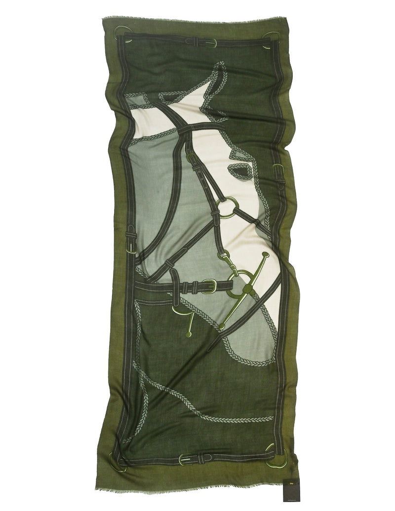 CASHMERE SCARF  HORSE GREEN