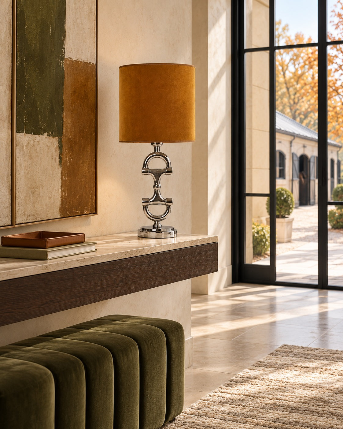 BIT Lamp stand Silver including Golden Mustard Shade.