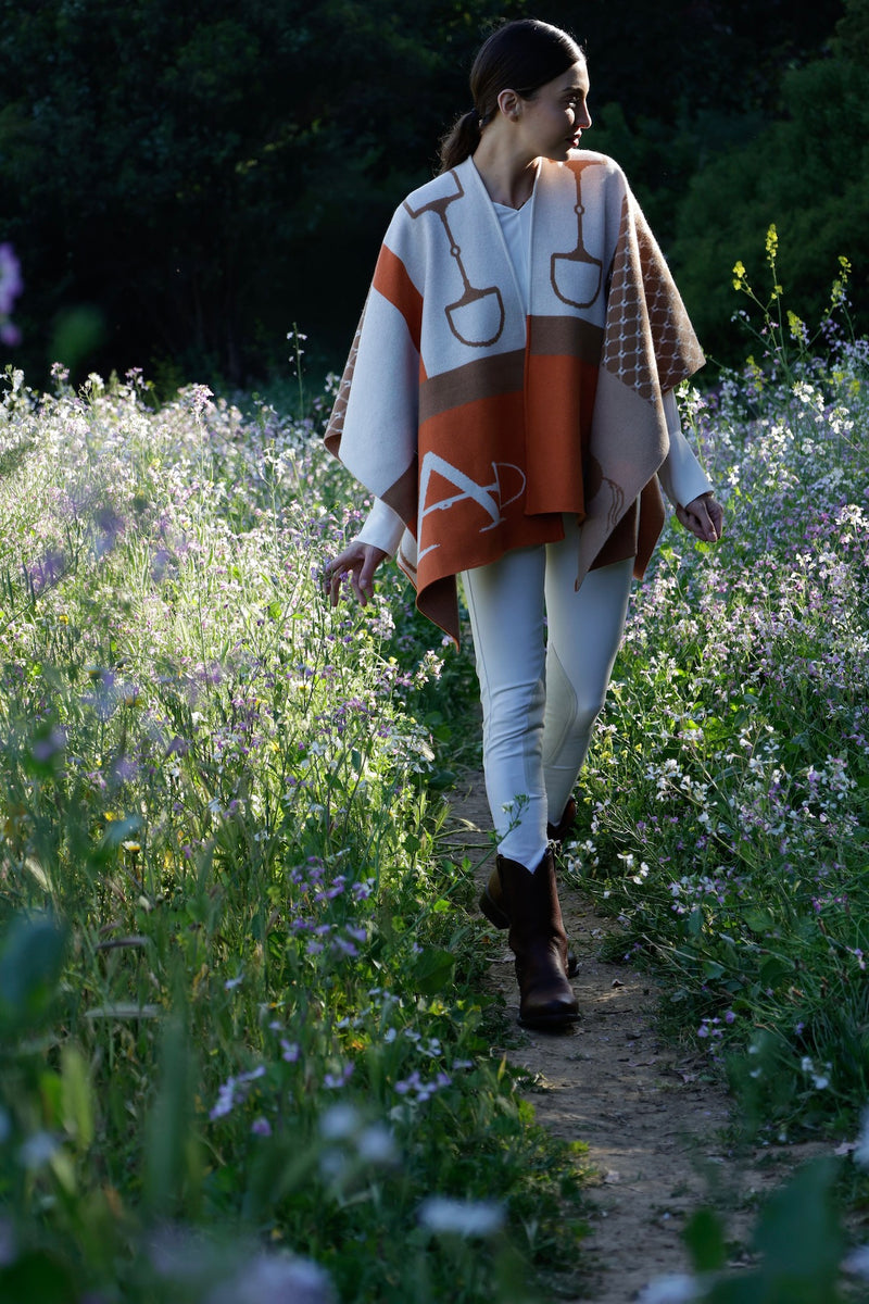 ADAMSBRO CASHMERE PONCHO ORANGINA