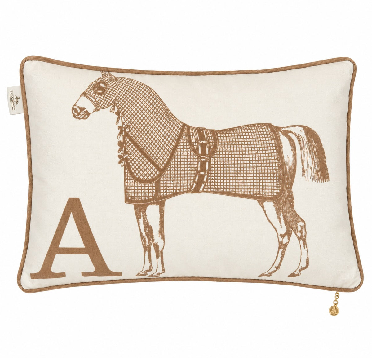 Classic Horse velvet cushion Nougat