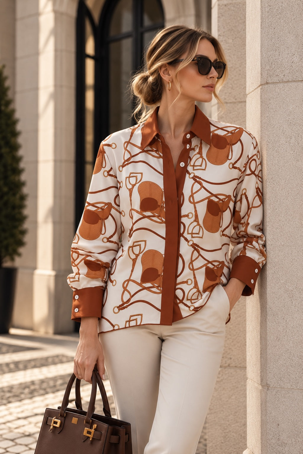 Satin Shirt Saddle Rust