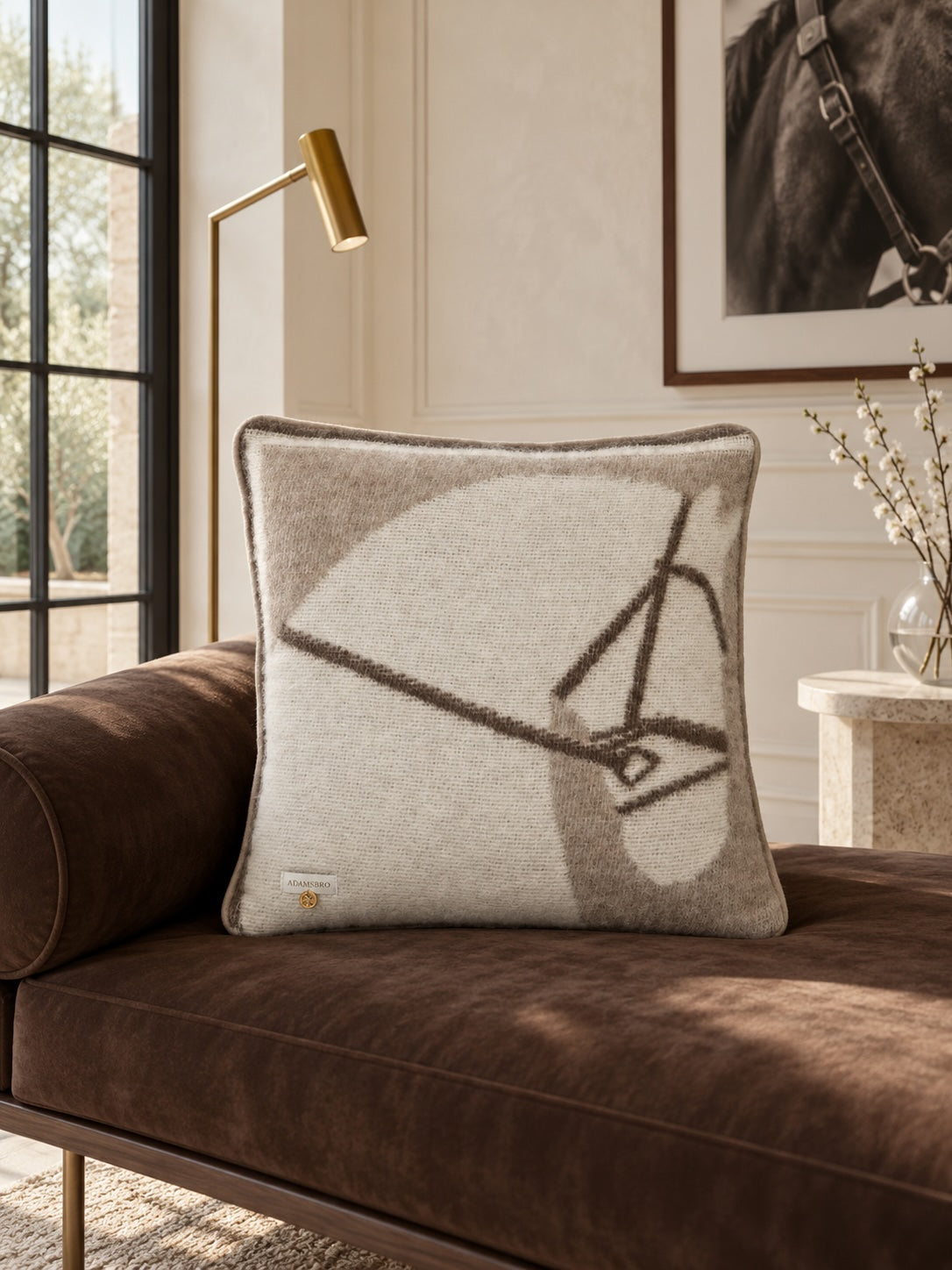 Multi Horses Cushion in 100% NZ Wool Beige melange
