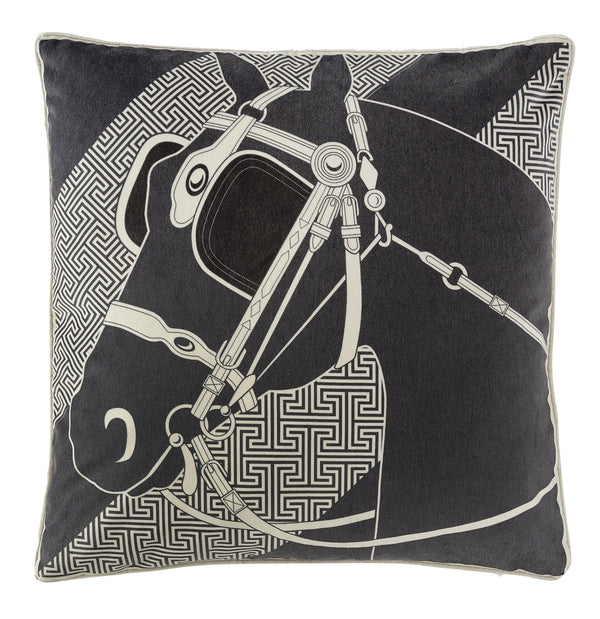DECO HORSE CUSHION NEW LUXURY LINE NEARLY BLACK