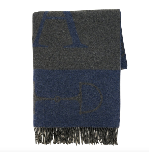 Wool Cashmere Throw Navy