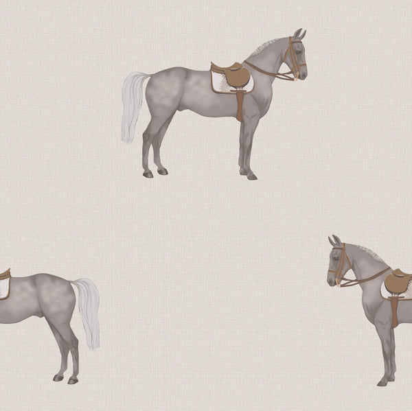 17-09-007-00/P  WALLPAPER SAMPLE Petit Horse Offwhite