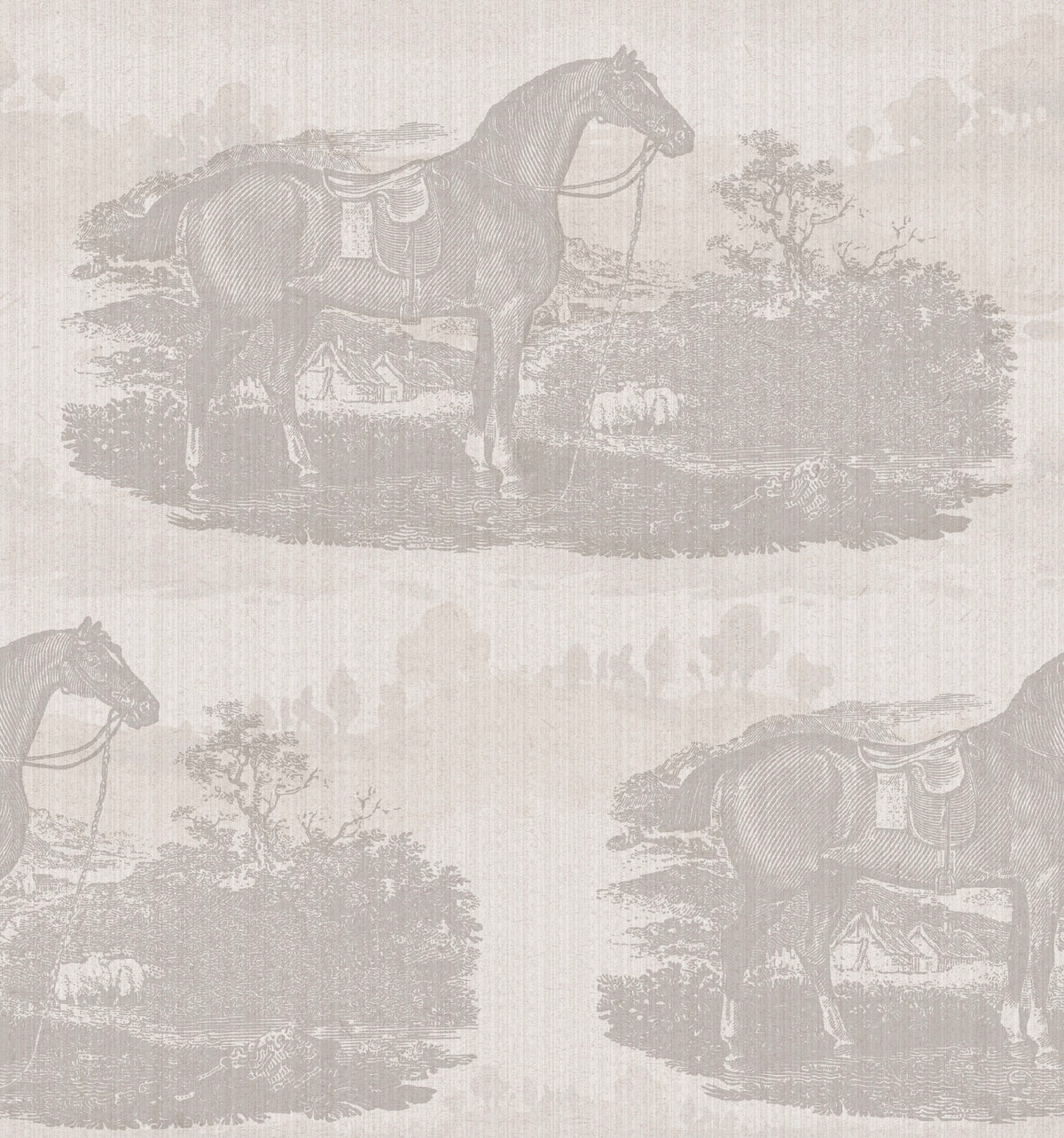 17-09-023-00 Wallpaper Horse Toile Offwhite