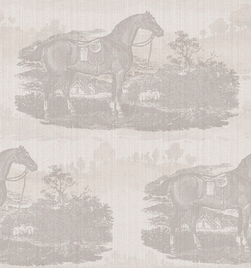 17-09-023-00 Wallpaper Horse Toile Offwhite