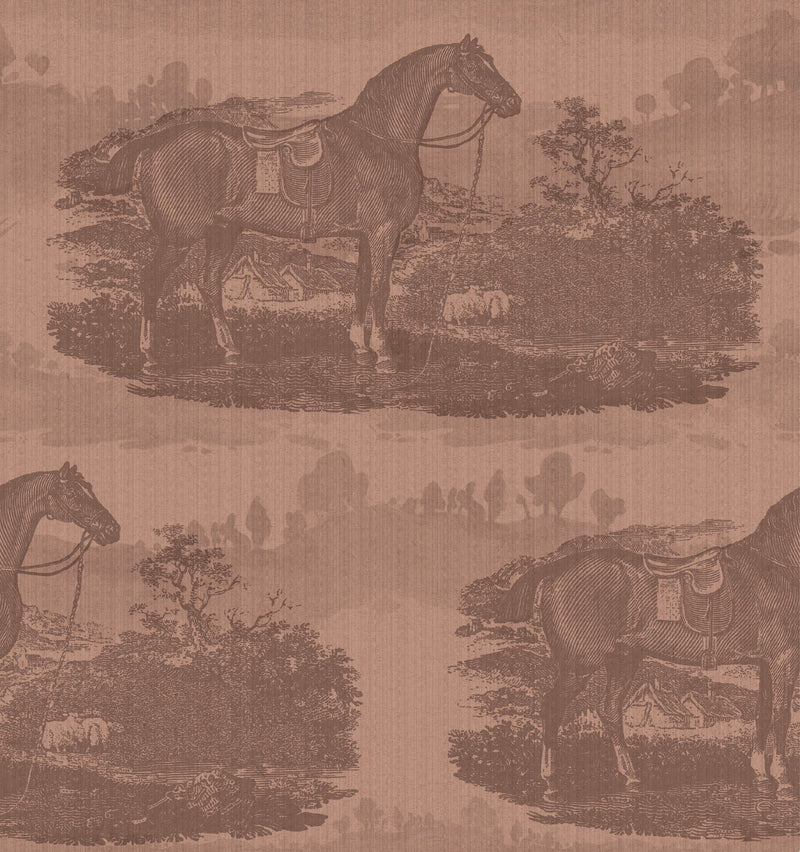 17-09-023-05/P wallpaper sample  Horse Toile Red Mocca
