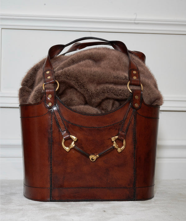 ADAMSBRO LEATHER MAGAZINE BASKET BURGUNDY