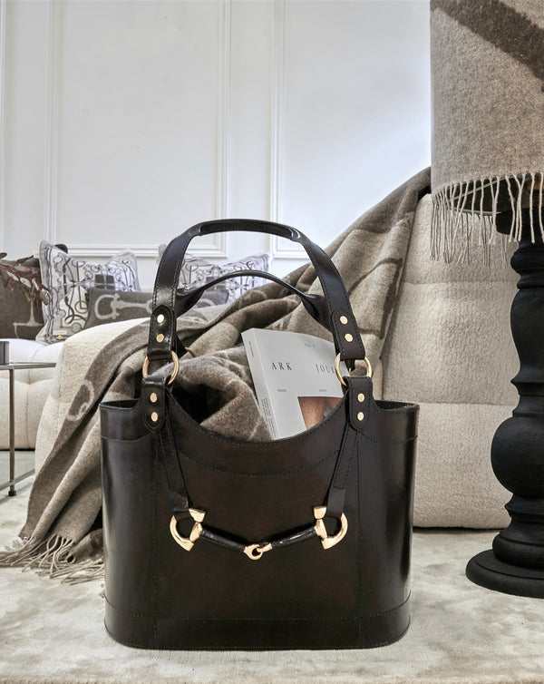 ADAMSBRO LEATHER MAGAZINE BASKET