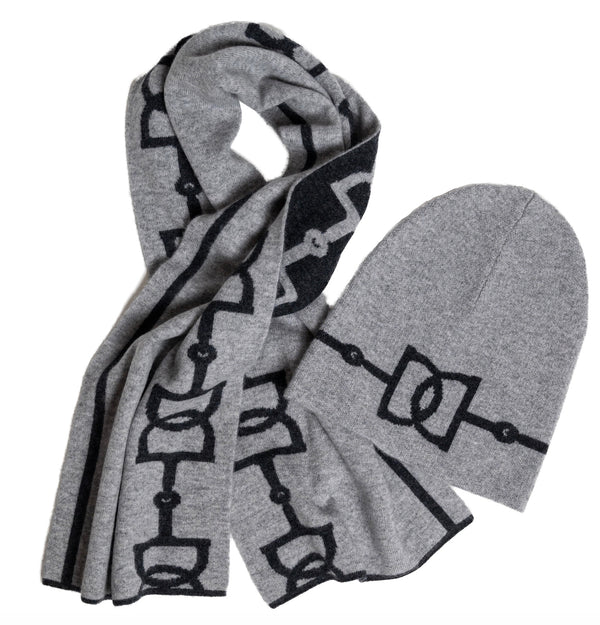 BEANIE & SCARF SET CASHMERE Grey