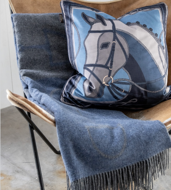 Wool Cashmere Throw Navy