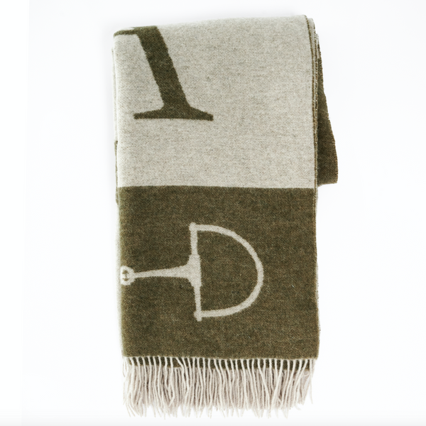 Wool Cashmere Throw Olive