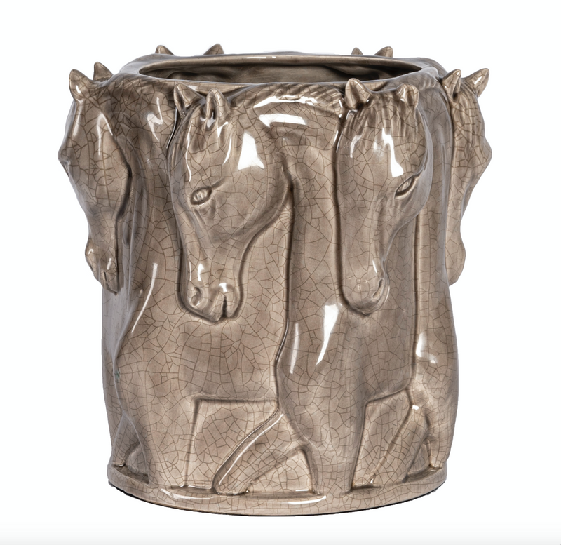 MUD CRACK CERAMIC VASE DANCING HORSES