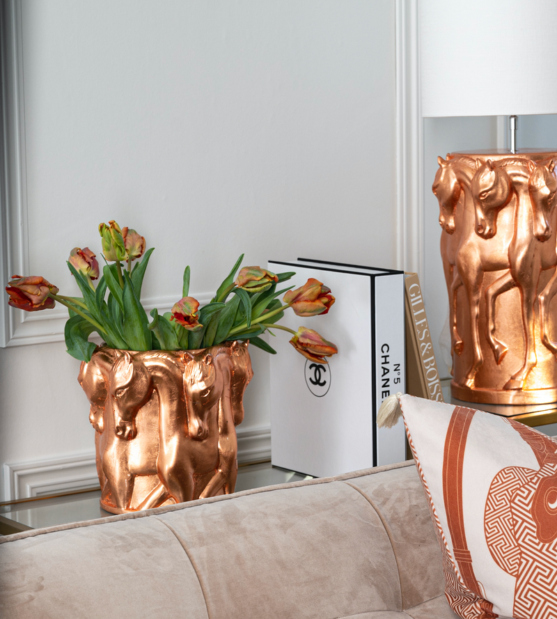 ROSE´ CRACK CERAMIC VASE DANCING HORSES
