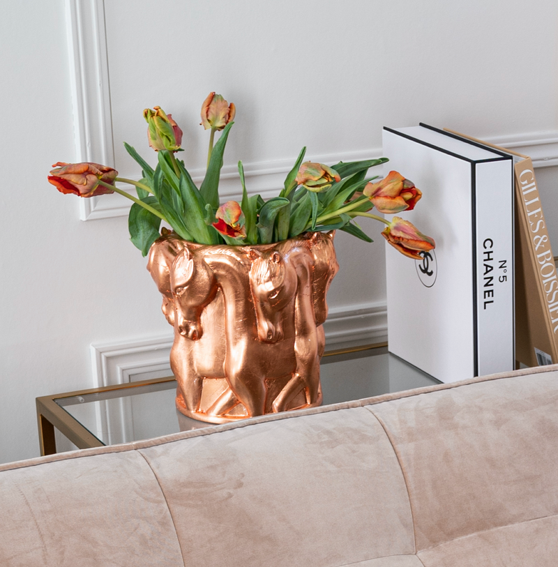 ROSE´ CRACK CERAMIC VASE DANCING HORSES