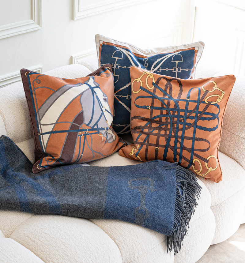 NEW HORSE CUSHION BLUE Adamsbro International
