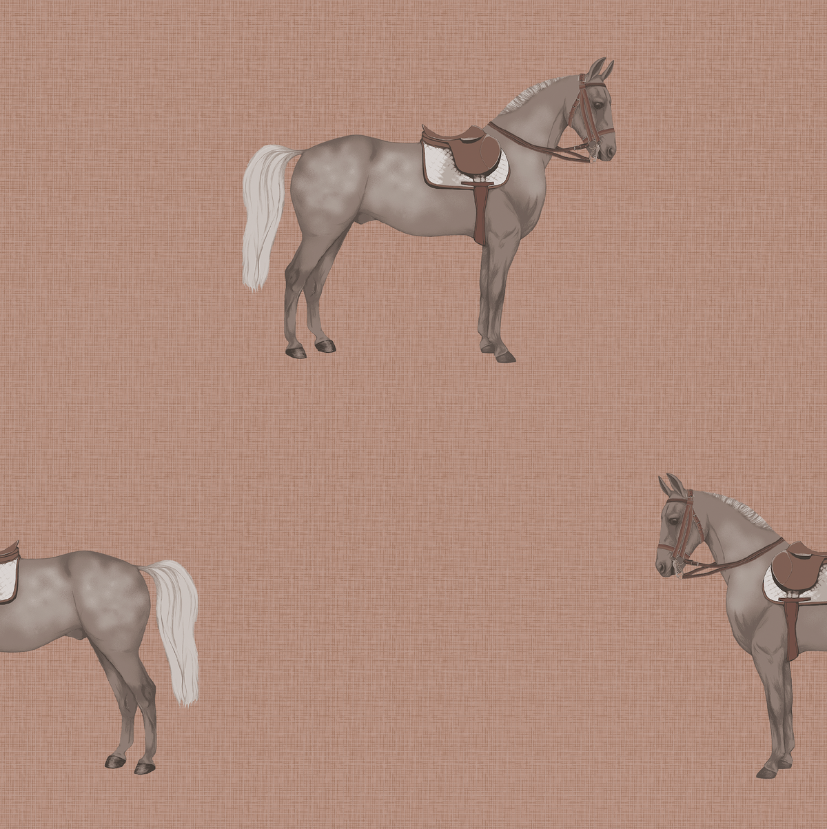 17-09-007-05/P WALLPAPER SAMPLE  Petit Horse Red Mocca