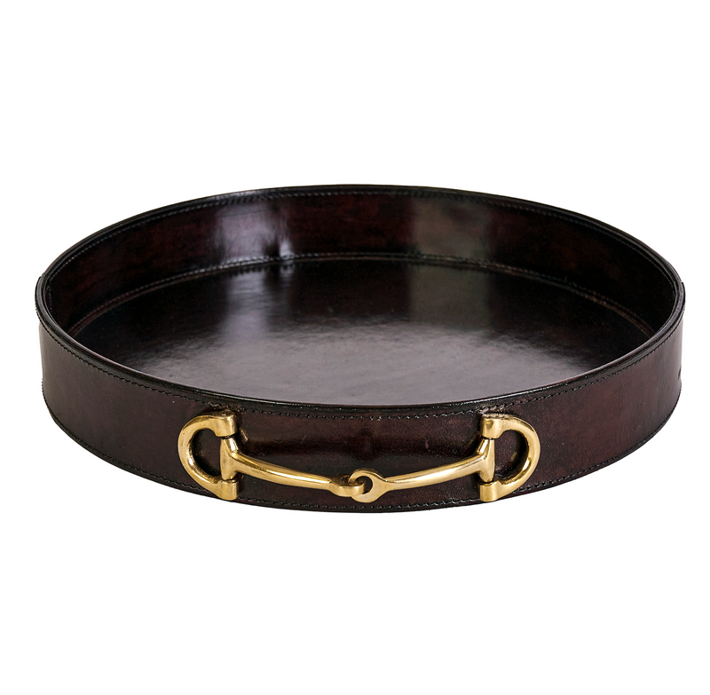 ADAMSBRO SNAFFLE BIT TRAY IN LEATHER WITH BIT HANDLES