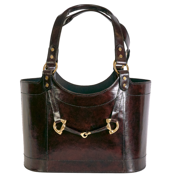 ADAMSBRO LEATHER MAGAZINE BASKET BROWN