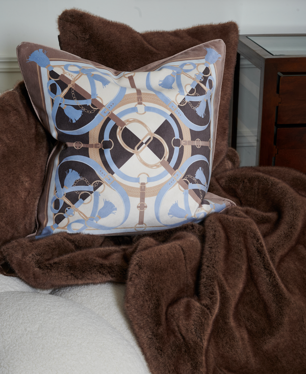 CUSHION EQUILUSSO SOFT CAMEL & LIGHTBLUE