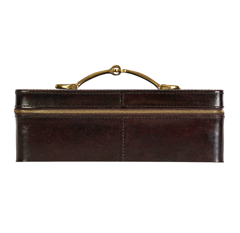 Leather Jewellery Box/ Toiletry Bag Brown