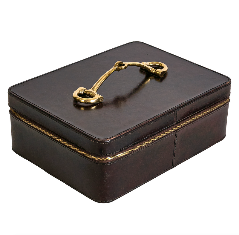 Leather Jewellery Box/ Toiletry Bag Brown