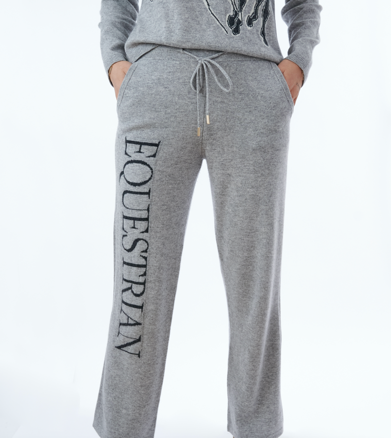 CASHMERE EQUESTRIAN JOGGER PANT LARGE GREY