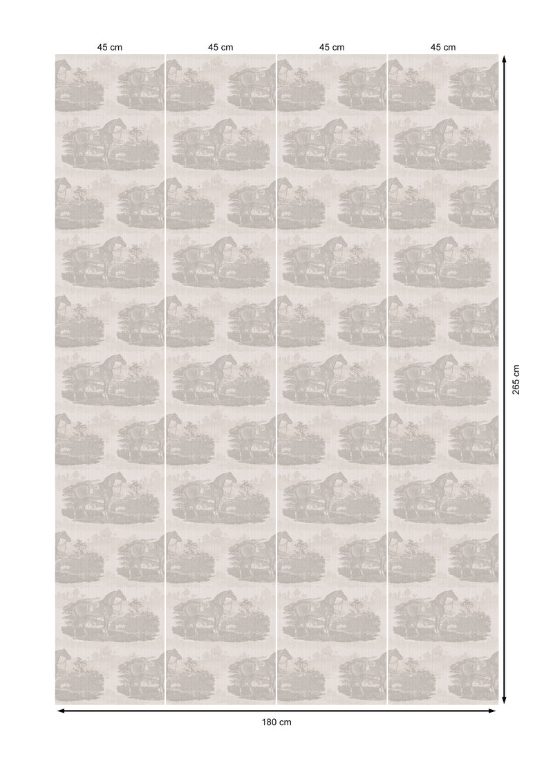 17-09-023-00 Wallpaper Horse Toile Offwhite