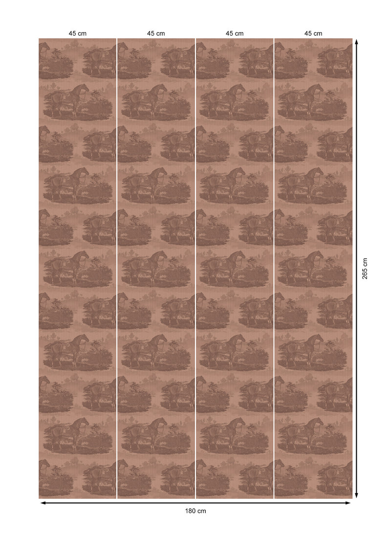 17-09-023-05 Wallpaper Horse Toile Red Mocca